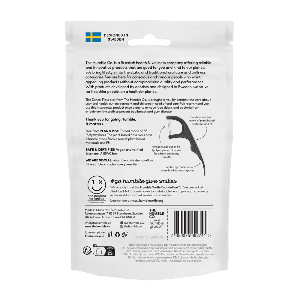 Tannþráðsstönglar með mintubragði "Charcoal" 50 stk