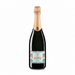 A bottle of Cava Neleman sparkling wine with a dark glass body, gold foil, and a colorful label, set against a solid pink background.
